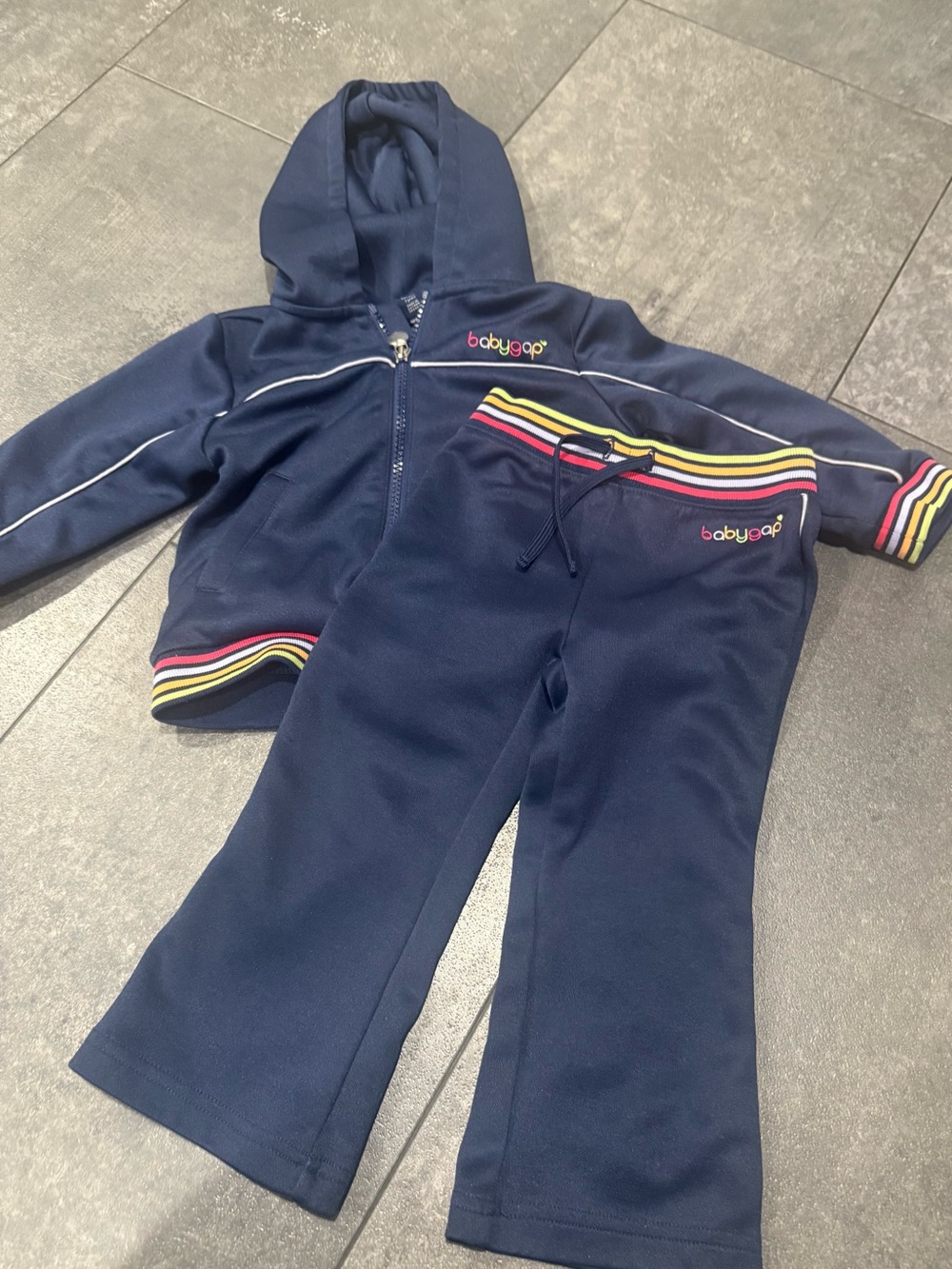 Baby GAP Navy girls 2T pants and jacket with Rainbow Stripes